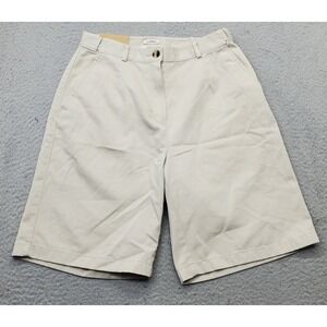 L.L. Bean Shorts Women 8 Tan Stretch Cotton Original Fit Flat Front Slash Pocket